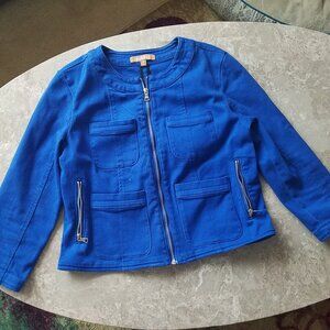 Ellen Tracy Royal Blue Short Strech Jean Moto Jacket M